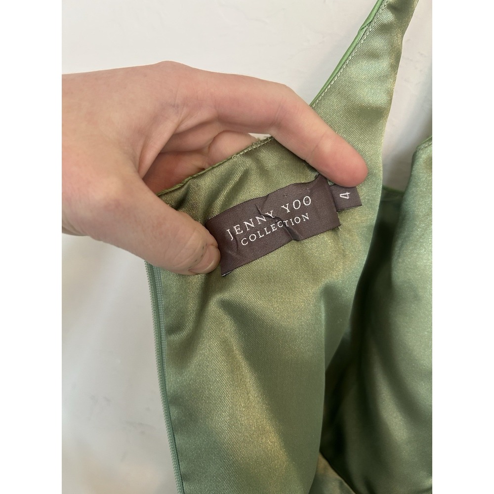 Jenny Yoo Collection Silk Satin Dress Green 4 Party Formal Hoco Boning Retro - Picture 6 of 9